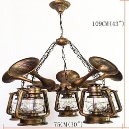 Rustikk Hytte Vintage Retro Country Globe Maleri Feature For Mini Style Designers Metalllysekrone