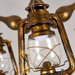 Rustikk Hytte Vintage Retro Country Globe Maleri Feature For Mini Style Designers Metalllysekrone