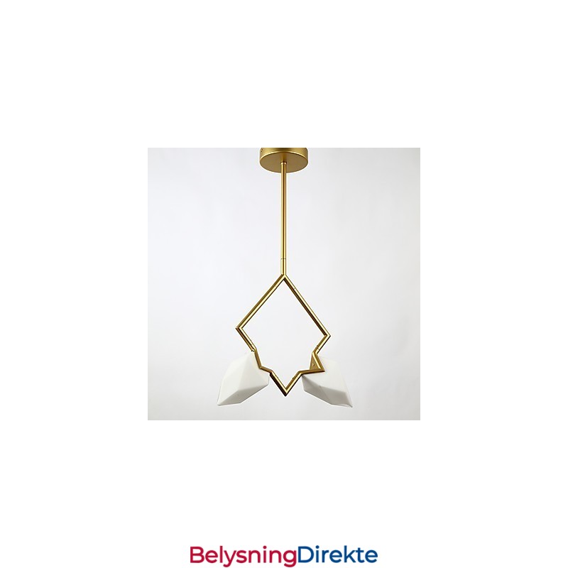 2-Lys Postmoderne Metall- Og Glasslysekronelampe I Fersken, Canteen Decorate-Pendellampe