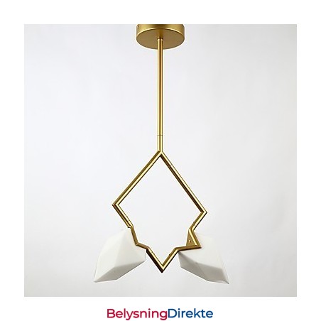 2-Lys Postmoderne Metall- Og Glasslysekronelampe I Fersken, Canteen Decorate-Pendellampe