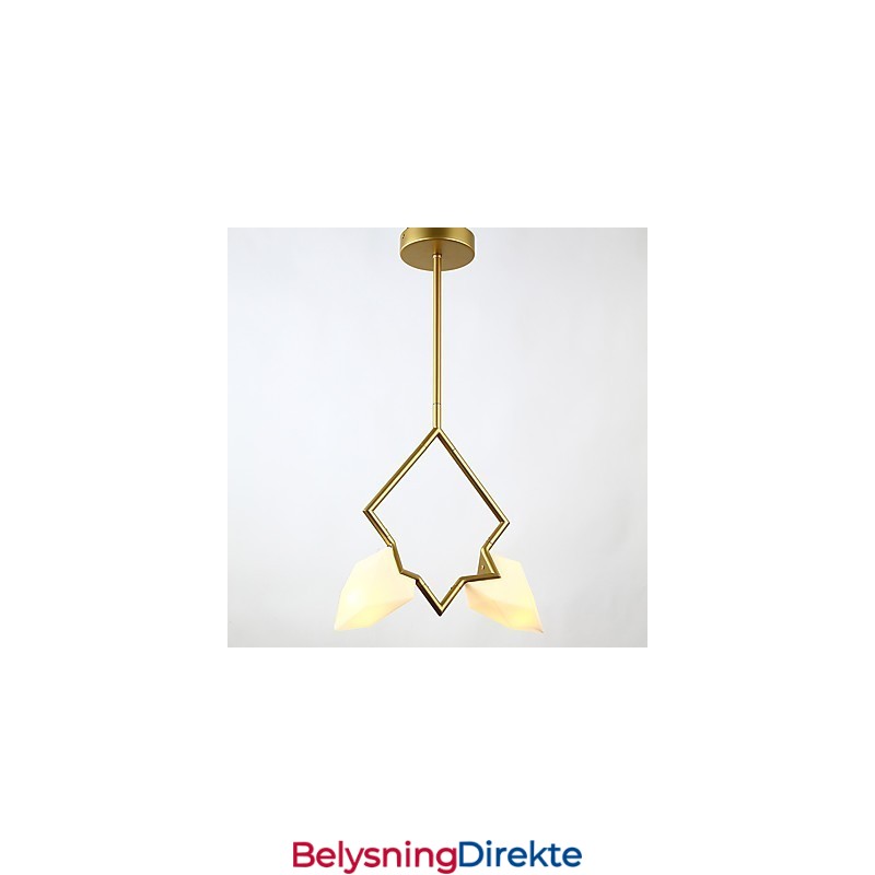 2-Lys Postmoderne Metall- Og Glasslysekronelampe I Fersken, Canteen Decorate-Pendellampe