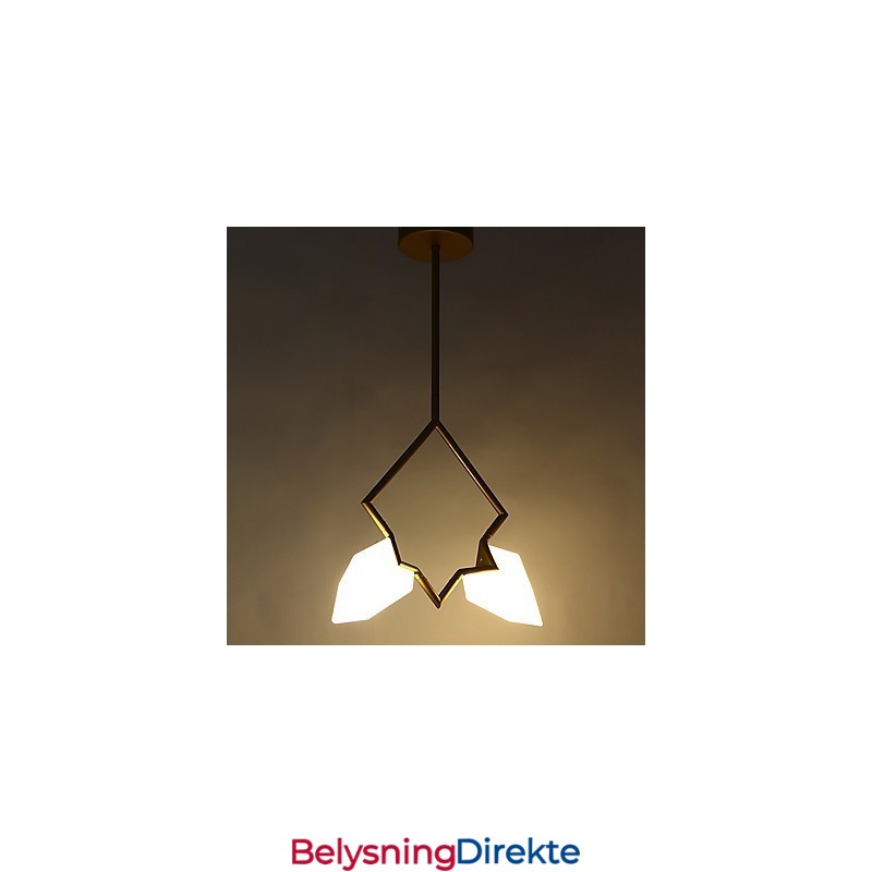 2-Lys Postmoderne Metall- Og Glasslysekronelampe I Fersken, Canteen Decorate-Pendellampe