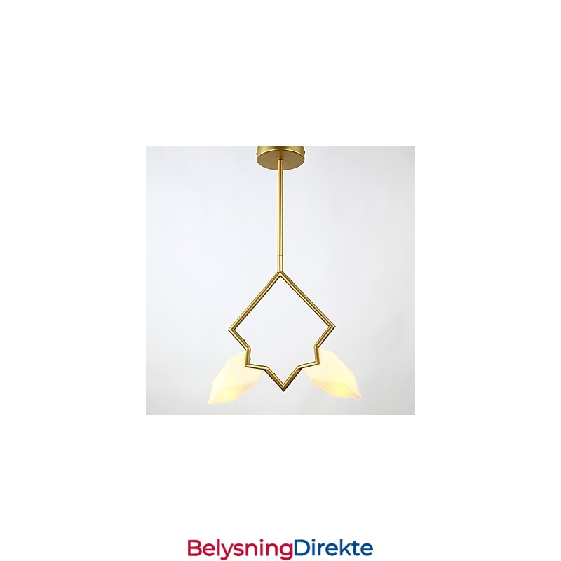 2-Lys Postmoderne Metall- Og Glasslysekronelampe I Fersken, Canteen Decorate-Pendellampe