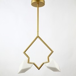 2-Lys Postmoderne Metall- Og Glasslysekronelampe I Fersken, Canteen Decorate-Pendellampe