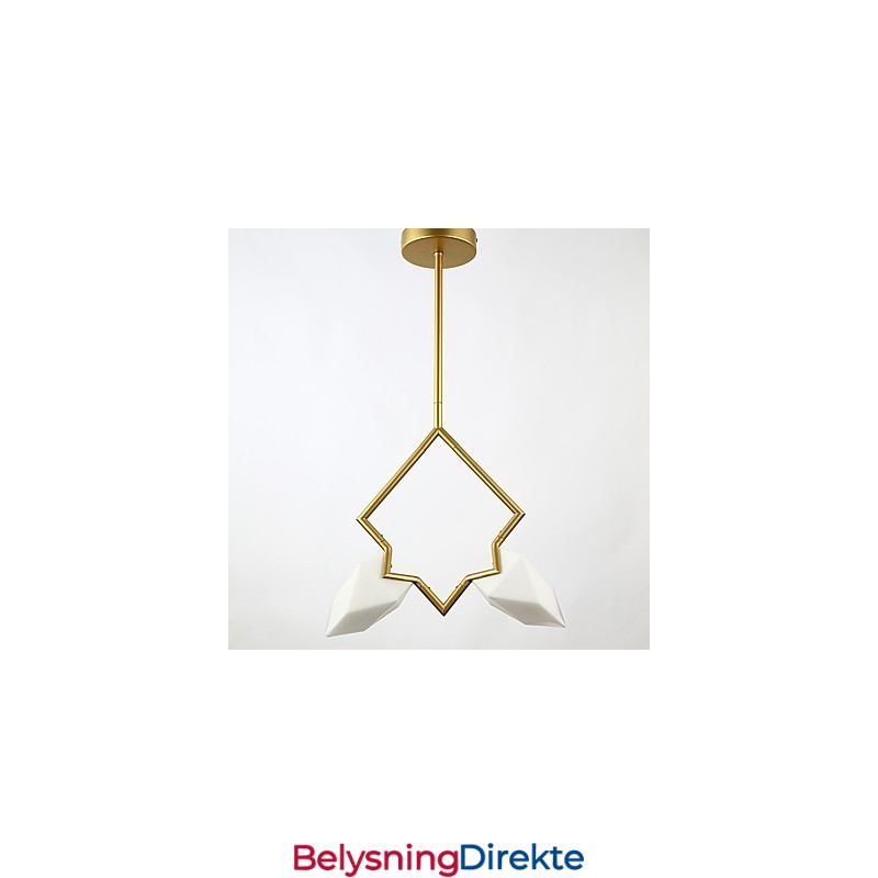 2-Lys Postmoderne Metall- Og Glasslysekronelampe I Fersken, Canteen Decorate-Pendellampe