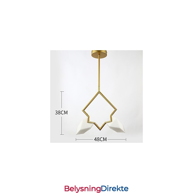 2-Lys Postmoderne Metall- Og Glasslysekronelampe I Fersken, Canteen Decorate-Pendellampe