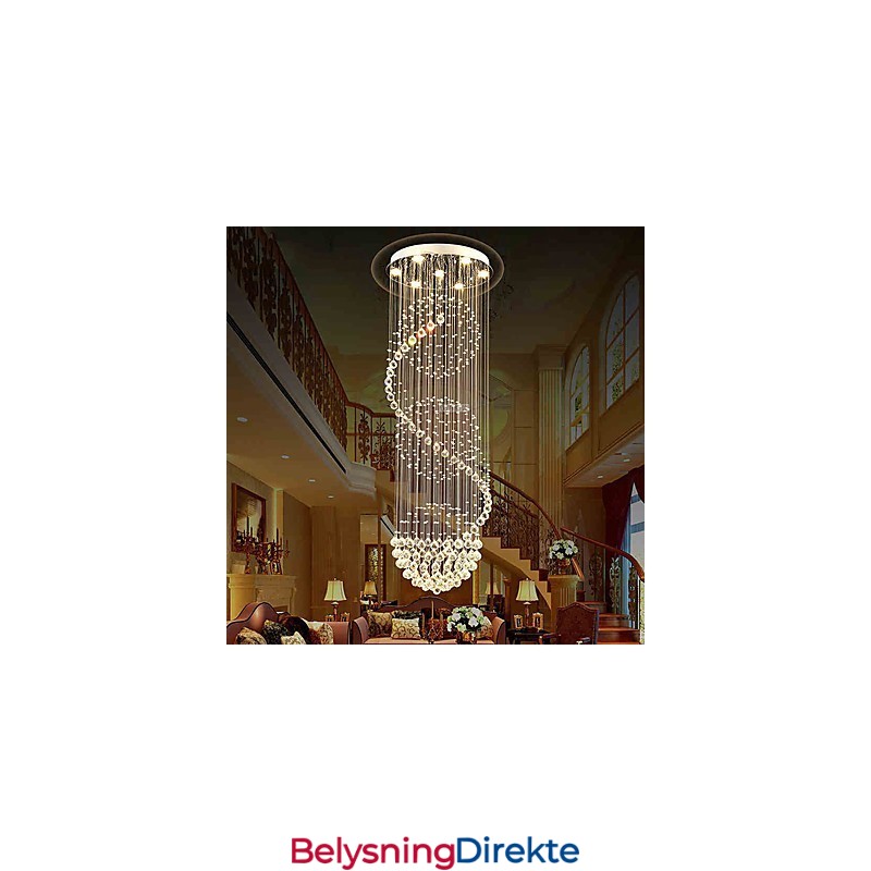 10 Lys 2,5 Meter Lang Dråpe Regndråpe Dråpeformet Moderne Krystalltaklysekrone Innendørs Anhengslampe