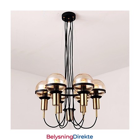 Personlig Lysekrone Med 6 Lys Og Glassskjerm