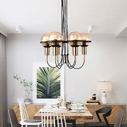 Personlig Lysekrone Med 6 Lys Og Glassskjerm