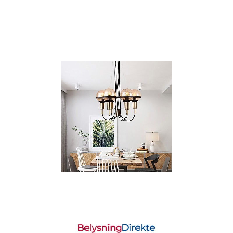 Personlig Lysekrone Med 6 Lys Og Glassskjerm