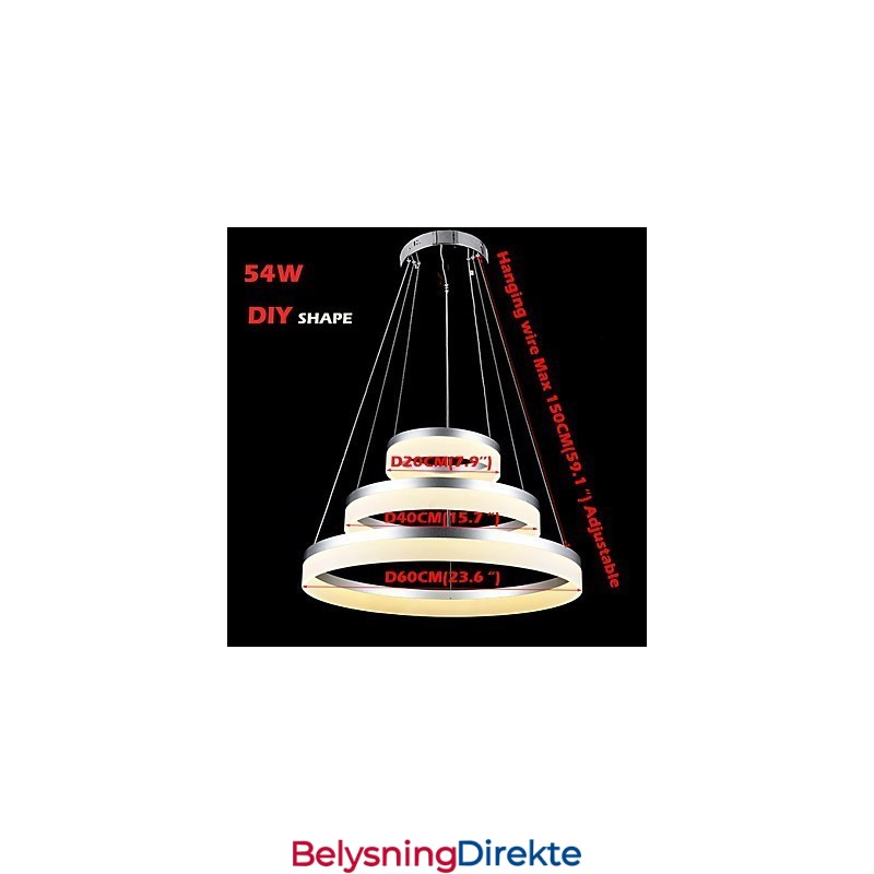 Runde Lysekronelys Belysning Moderne Akryllamper Luksuriøse Taklamper Med Tre Ringer