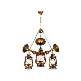 Rustikk Hytte Vintage Retro Country Globe Maleri Feature For Mini Style Designers Metalllysekrone