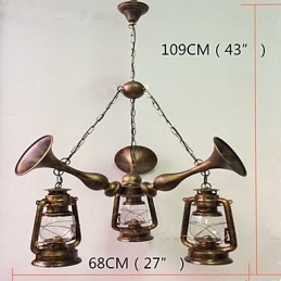 Rustikk Hytte Vintage Retro Country Globe Maleri Feature For Mini Style Designers Metalllysekrone