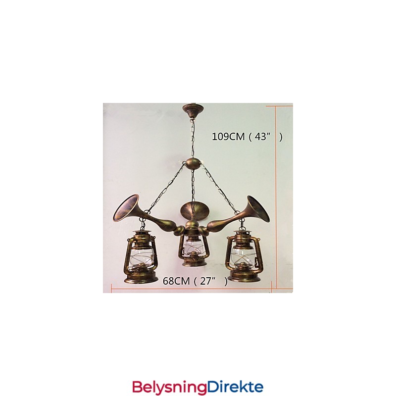 Rustikk Hytte Vintage Retro Country Globe Maleri Feature For Mini Style Designers Metalllysekrone