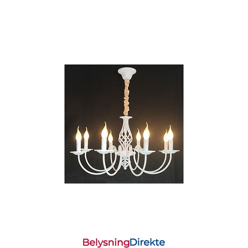 Europeisk Enkel Jernlampe Med Stearinlys Og 8 Lysekroner