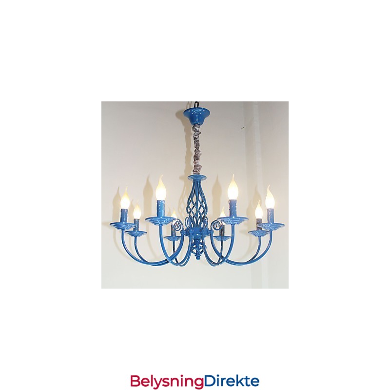 Europeisk Enkel Jernlampe Med Stearinlys Og 8 Lysekroner