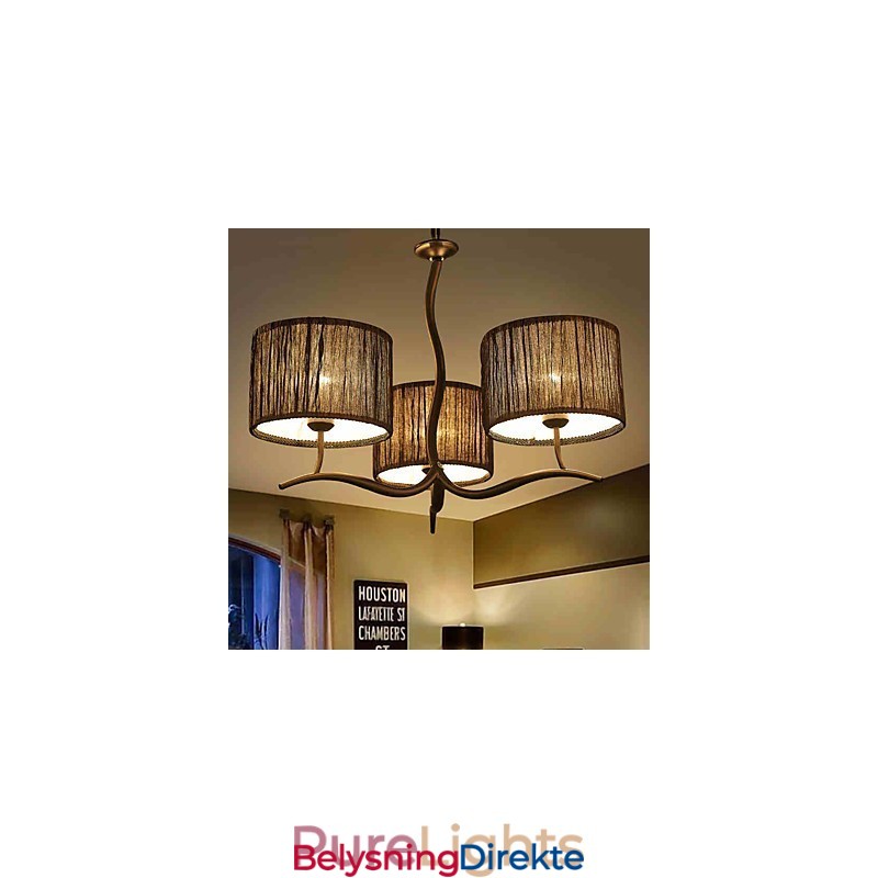 Tradisjonell Klassisk Lysekrone Med 3 Lys Og Enkel Stoffskjerm