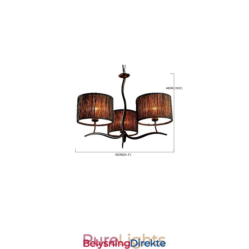 Tradisjonell Klassisk Lysekrone Med 3 Lys Og Enkel Stoffskjerm