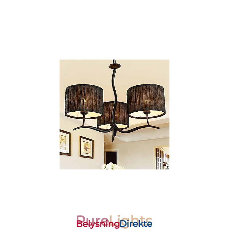 Tradisjonell Klassisk Lysekrone Med 3 Lys Og Enkel Stoffskjerm