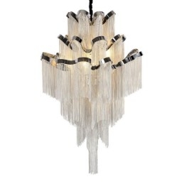 Aluminium Stream Lysekrone Designer Pendellampe Sølvfarget Spiraltrapp