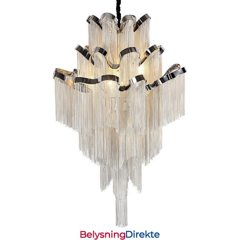 Aluminium Stream Lysekrone Designer Pendellampe Sølvfarget Spiraltrapp