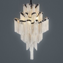 Aluminium Stream Lysekrone Designer Pendellampe Sølvfarget Spiraltrapp