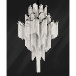 Aluminium Stream Lysekrone Designer Pendellampe Sølvfarget Spiraltrapp