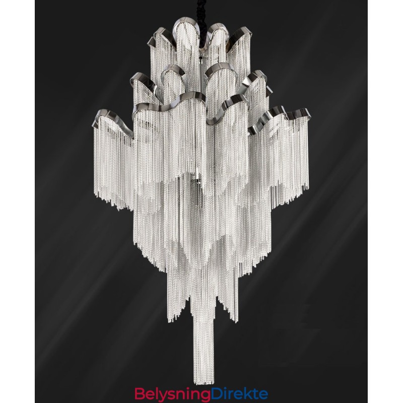 Aluminium Stream Lysekrone Designer Pendellampe Sølvfarget Spiraltrapp