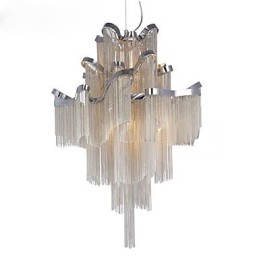 Aluminium Stream Lysekrone Designer Pendellampe Sølvfarget Spiraltrapp