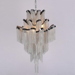 Aluminium Stream Lysekrone Designer Pendellampe Sølvfarget Spiraltrapp