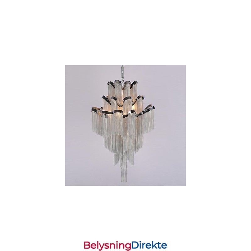 Aluminium Stream Lysekrone Designer Pendellampe Sølvfarget Spiraltrapp