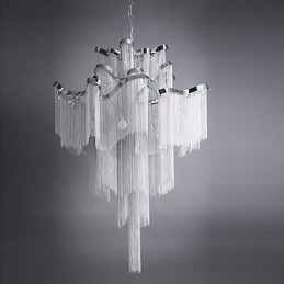 Aluminium Stream Lysekrone Designer Pendellampe Sølvfarget Spiraltrapp