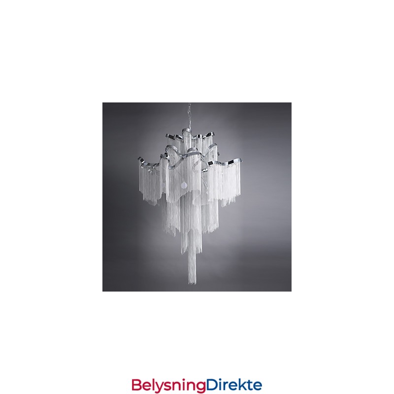 Aluminium Stream Lysekrone Designer Pendellampe Sølvfarget Spiraltrapp