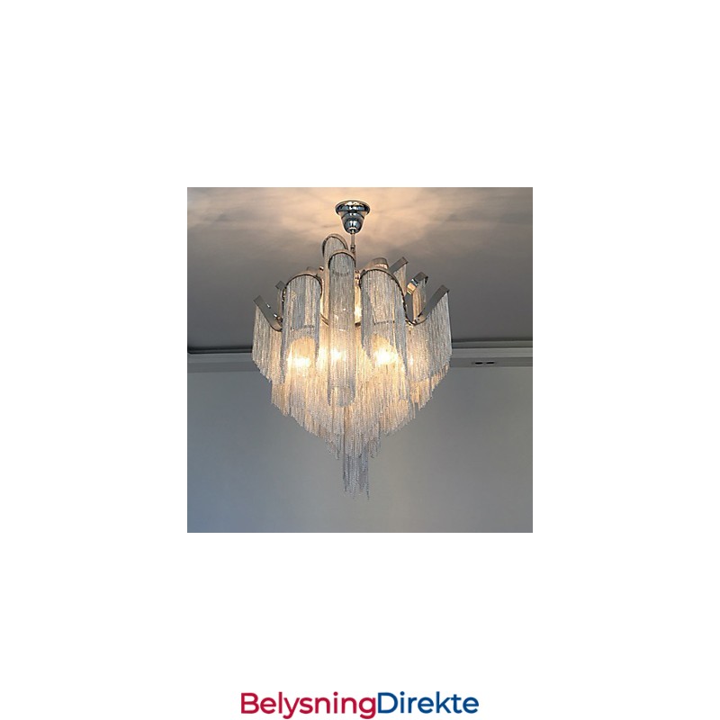 Aluminium Stream Lysekrone Designer Pendellampe Sølvfarget Spiraltrapp