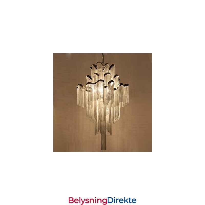 Aluminium Stream Lysekrone Designer Pendellampe Sølvfarget Spiraltrapp