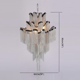 Aluminium Stream Lysekrone Designer Pendellampe Sølvfarget Spiraltrapp