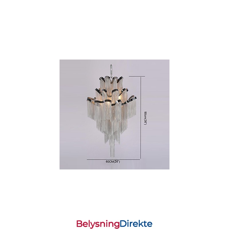 Aluminium Stream Lysekrone Designer Pendellampe Sølvfarget Spiraltrapp