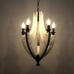 Vintage Maleri-Funksjon Mini-Stil Tre-Bambus Lysekronelampe Dekorer Pendellampe