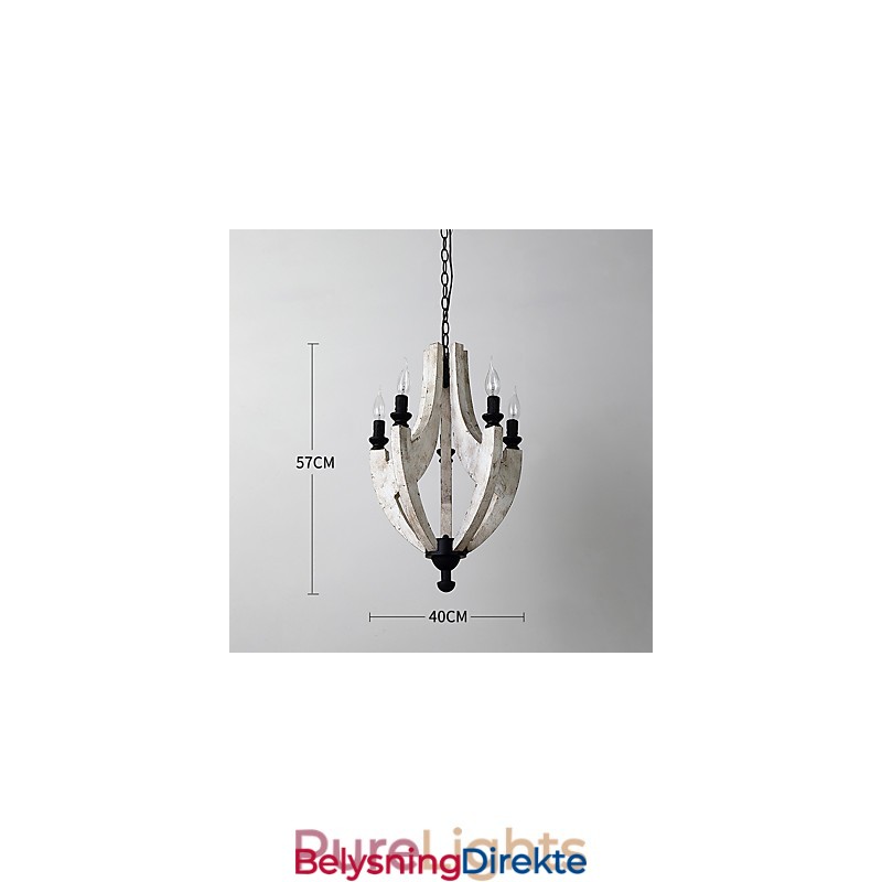 Vintage Maleri-Funksjon Mini-Stil Tre-Bambus Lysekronelampe Dekorer Pendellampe