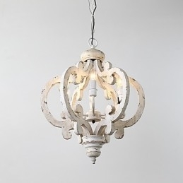 Vintage Maleri-Funksjon Mini-Stil Tre-Bambus Lysekronelampe Dekorer Pendellampe