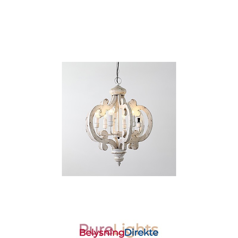 Vintage Maleri-Funksjon Mini-Stil Tre-Bambus Lysekronelampe Dekorer Pendellampe