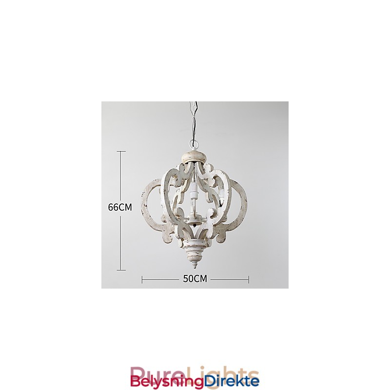 Vintage Maleri-Funksjon Mini-Stil Tre-Bambus Lysekronelampe Dekorer Pendellampe