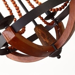 Fire Lys Vintage Maleri Funksjon Mini-Stil Tre Bambus Lysekrone Lampe Dekorere Pendellampe