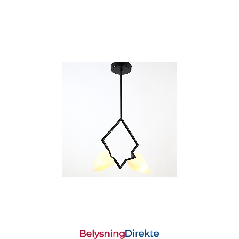 2-Lys Postmoderne Metall- Og Glasslysekronelampe I Fersken, Canteen Decorate-Pendellampe