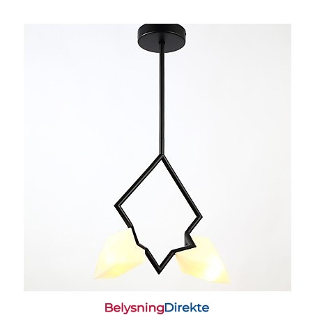 2-Lys Postmoderne Metall- Og Glasslysekronelampe I Fersken, Canteen Decorate-Pendellampe