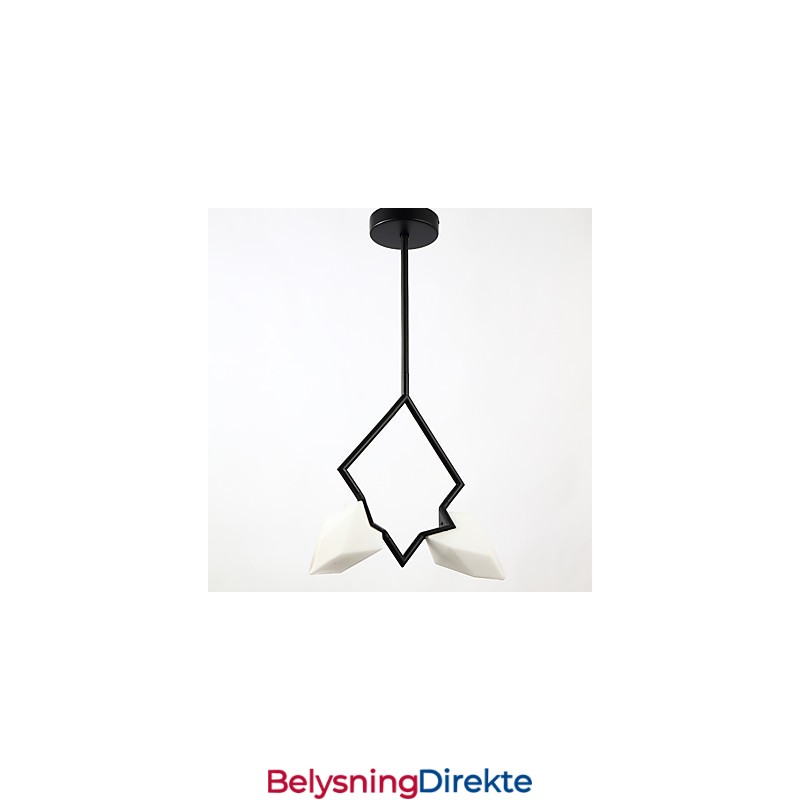 2-Lys Postmoderne Metall- Og Glasslysekronelampe I Fersken, Canteen Decorate-Pendellampe