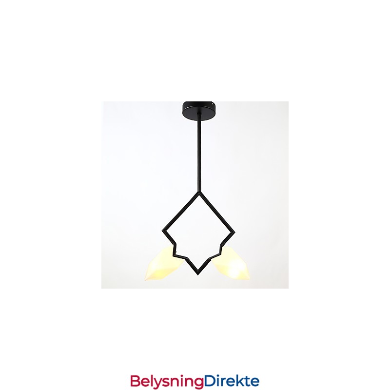 2-Lys Postmoderne Metall- Og Glasslysekronelampe I Fersken, Canteen Decorate-Pendellampe