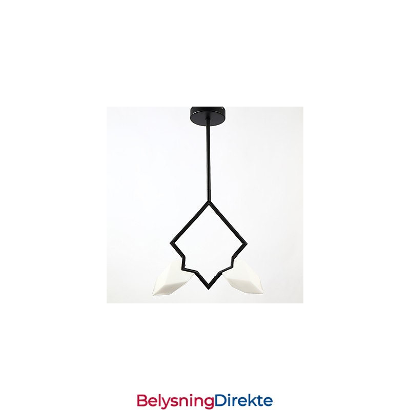 2-Lys Postmoderne Metall- Og Glasslysekronelampe I Fersken, Canteen Decorate-Pendellampe