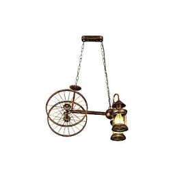 Rustikk Hytte Vintage Retro Country Globe Maleri Feature For Mini Style Designers Metalllysekrone