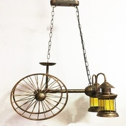 Rustikk Hytte Vintage Retro Country Globe Maleri Feature For Mini Style Designers Metalllysekrone